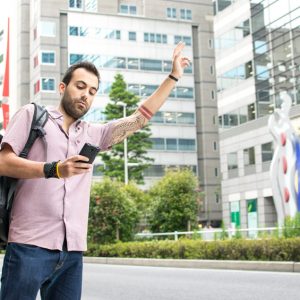 passenger waiting for Uber car