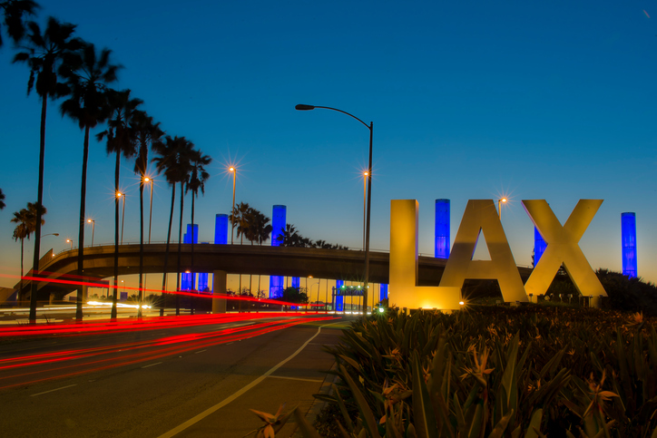 LAX Los Angeles International Airport Sign at Night