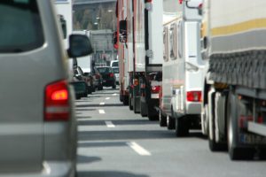 traffic jam southern California with trucks