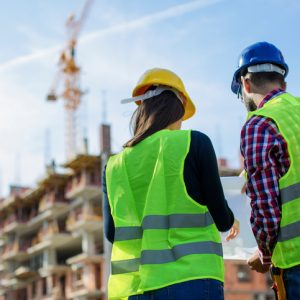 Construction workers on construction site