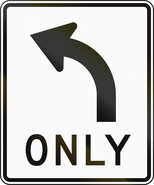 left turn only sign