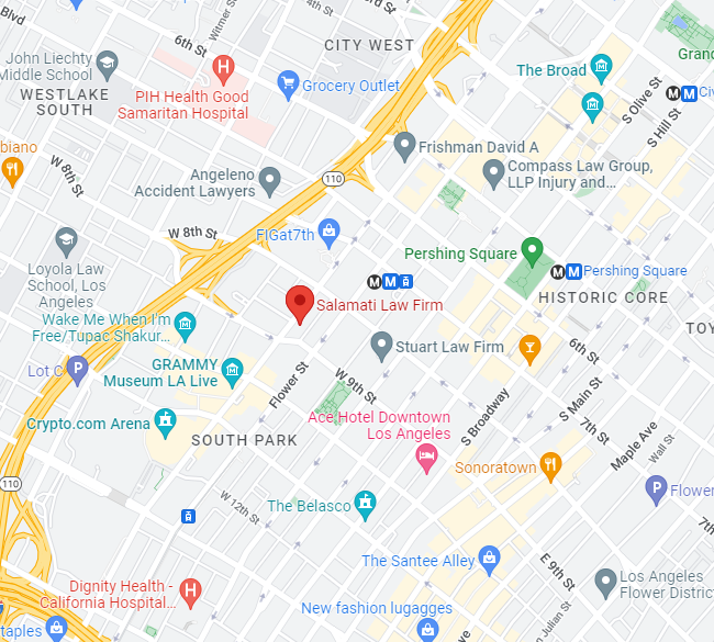 Google map with 888 S Figueroa St #1030, Los Angeles, CA 90017 pinned to it. 