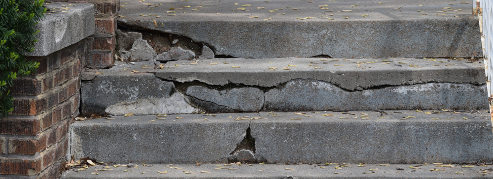 Cracked and broken cement steps