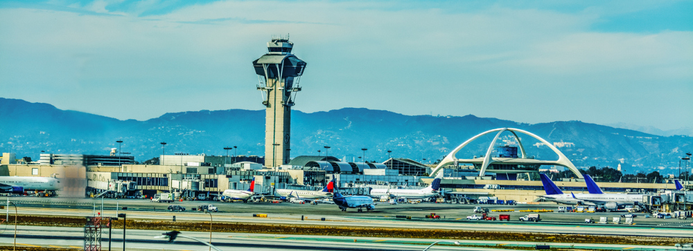 Los Angeles International Airport (LAX) on a cloudy day